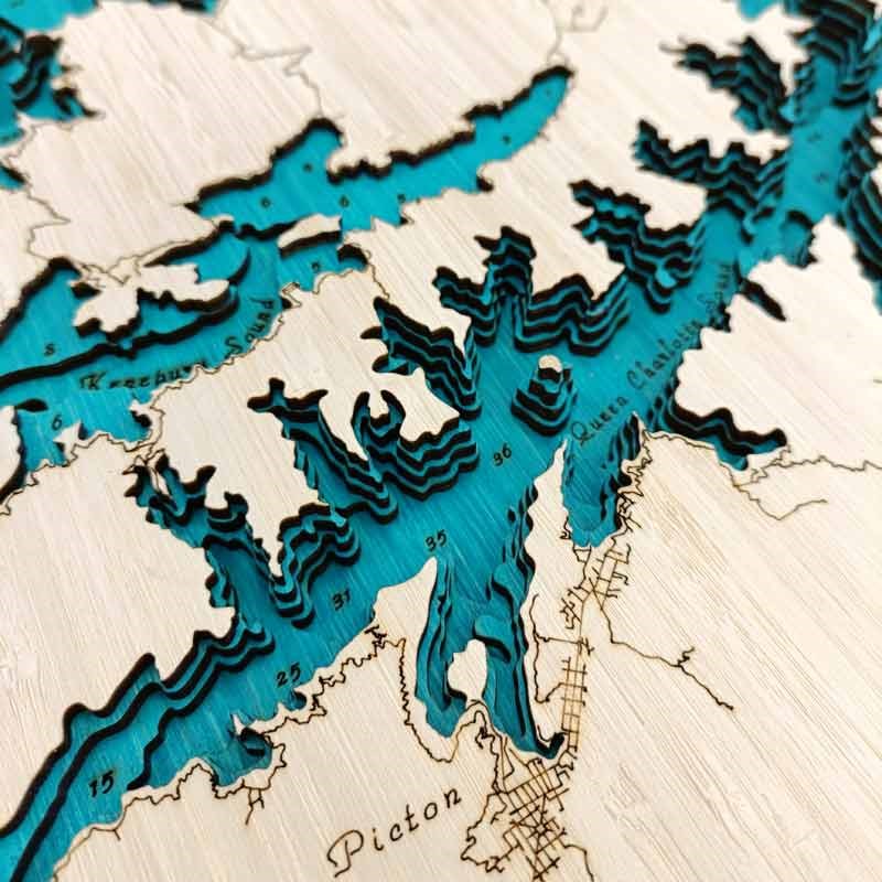 Marlborough Sounds 3D Wooden Map - Large