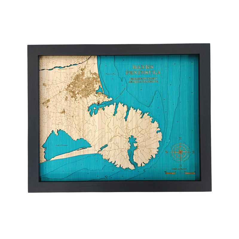 Banks Peninsula 3D Wooden Map - Medium