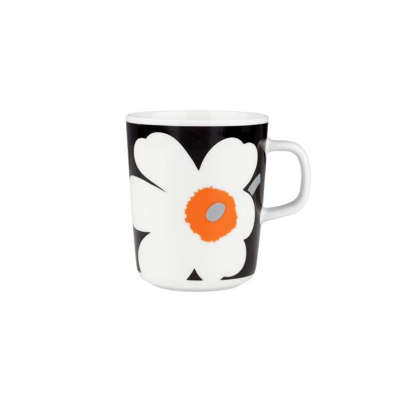 Unikko Mug 250ml in white, black, orange