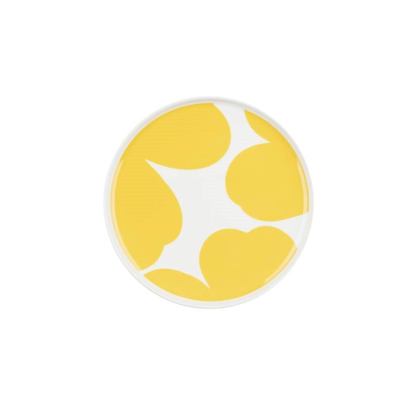 Iso Unikko Plate 20cm in white, spring yellow