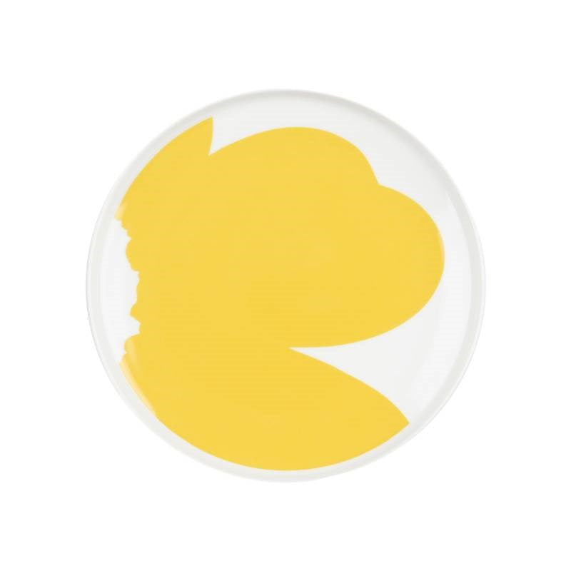 Iso Unikko Plate 25cm in white, spring yellow