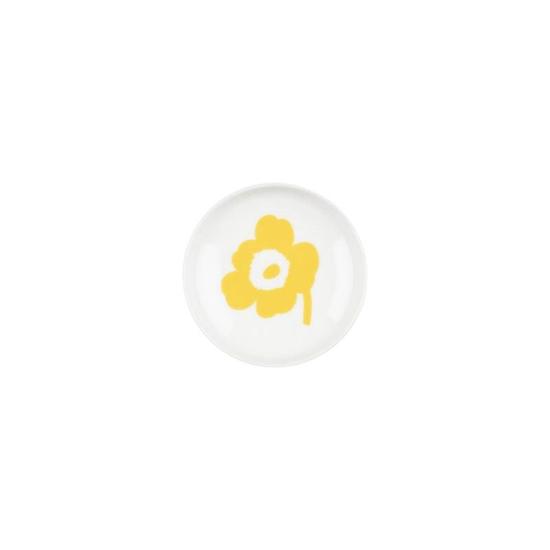 Unikko Plate 8.5cm in white, spring yellow