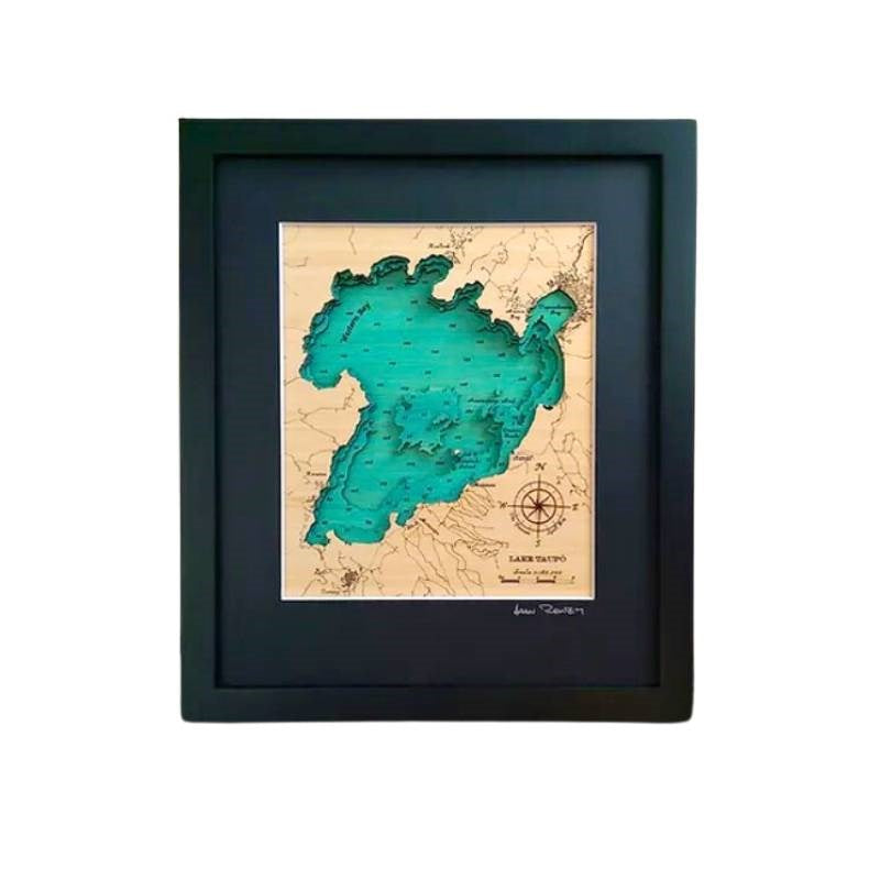 Lake Taupo 3D Wooden Map - Small