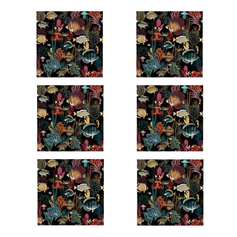 Square Vinyl Coasters Bright Fish Nonoava - set of 6