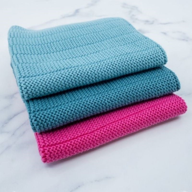 Bubblegum Organic Knitted Dishcloths - set of 3
