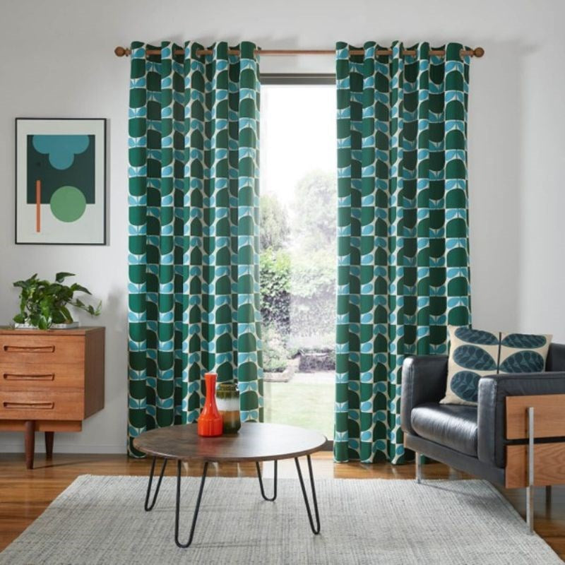 Block Stem Eyelet Curtains in jade