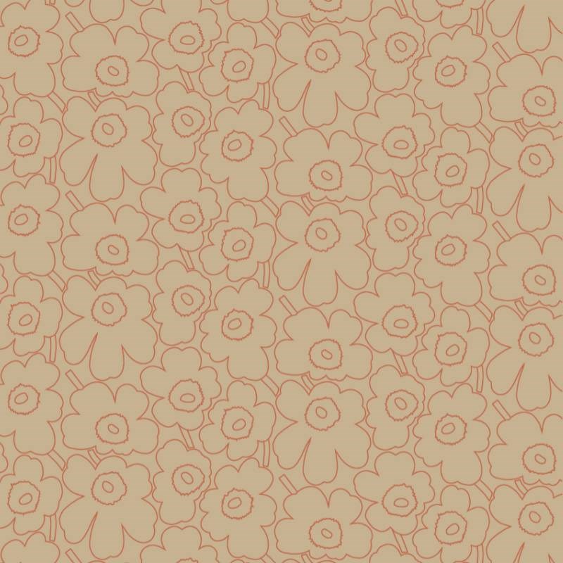 Pieni Piirto Unikko Cotton Linen Fabric in brown, terracotta