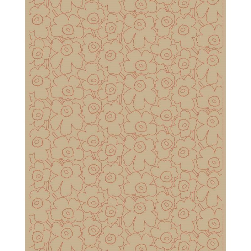 Pieni Piirto Unikko Cotton Linen Fabric in brown, terracotta