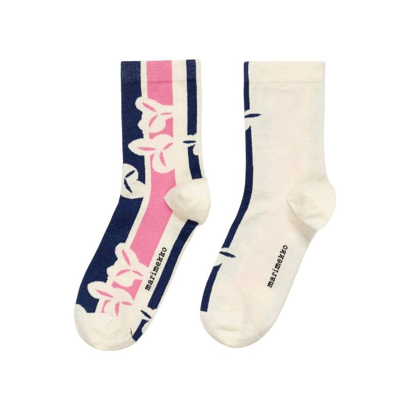 Solny Malja Socks in off-white, pink, dark blue