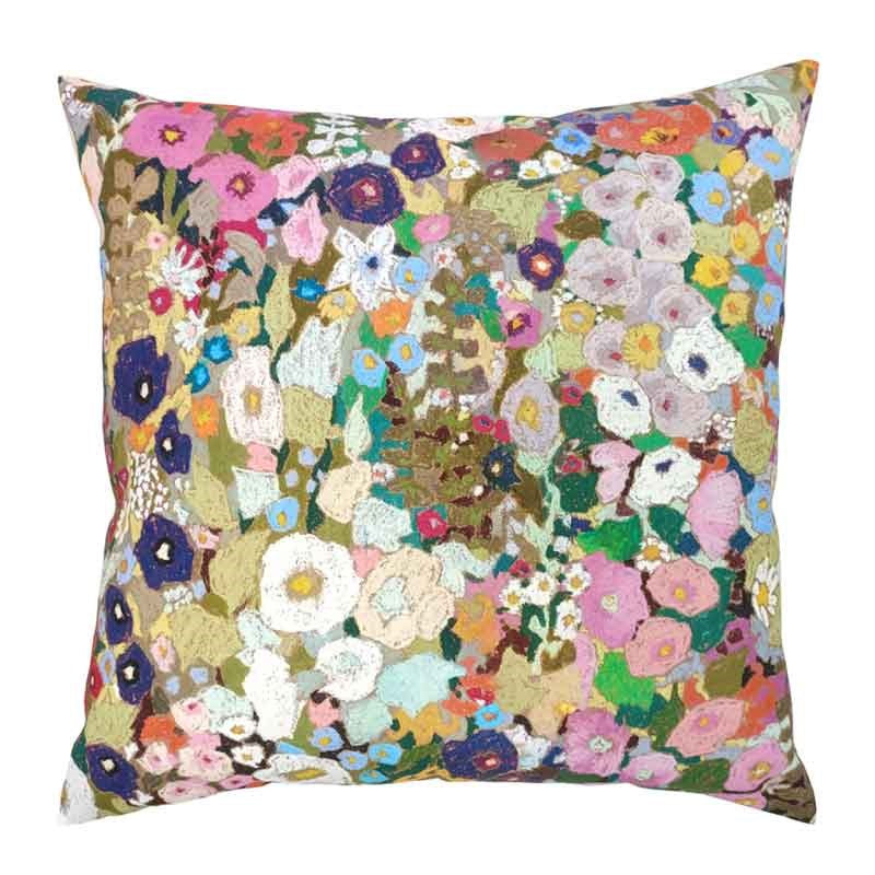 Hollyhocks Outdoor Cushion Cover 50cm in spring