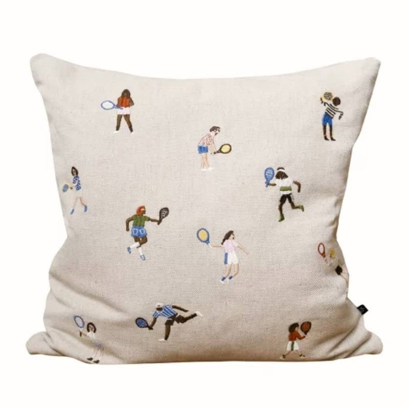 Tennis Embroidered Cushion Cover 48cm