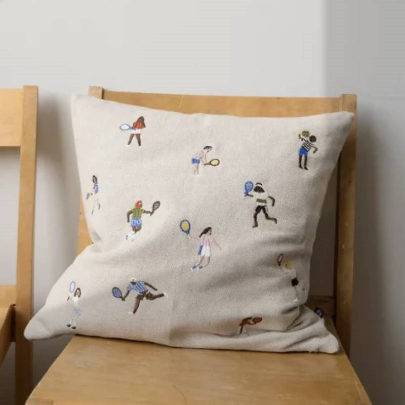 Tennis Embroidered Cushion Cover 48cm