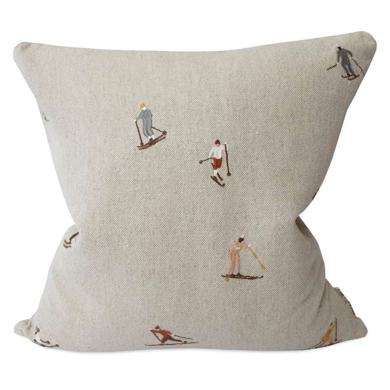 Skiers Embroidered Cushion Cover 48cm