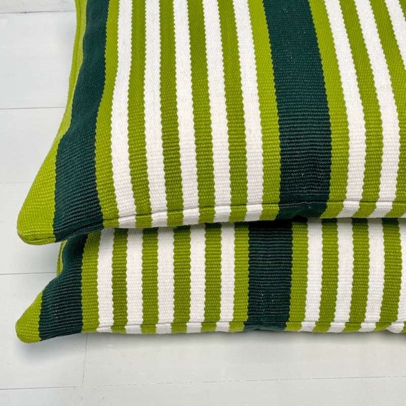 Garden Stripe Outdoor Cushion Cover 50cm in green, white