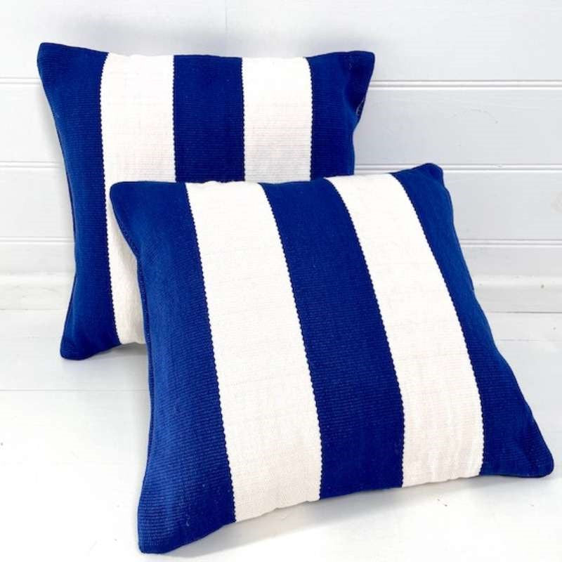 Cobalt Deck Stripe Outdoor Cushion Cover 50cm