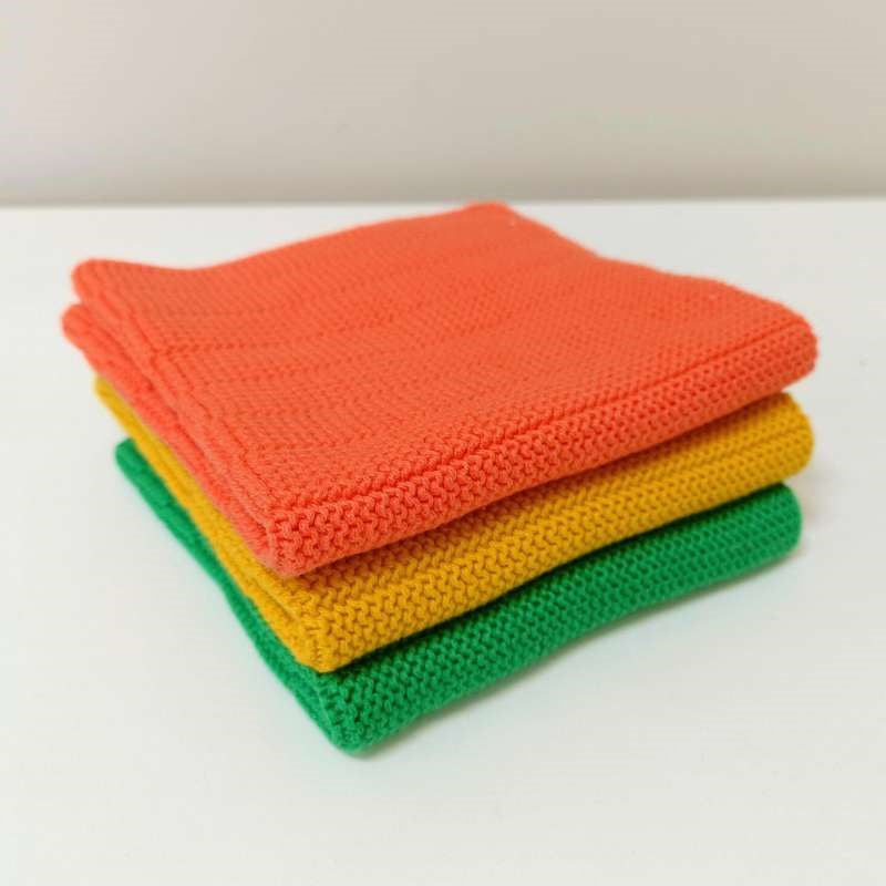 Citrus Organic Knitted Dishcloths - set of 3