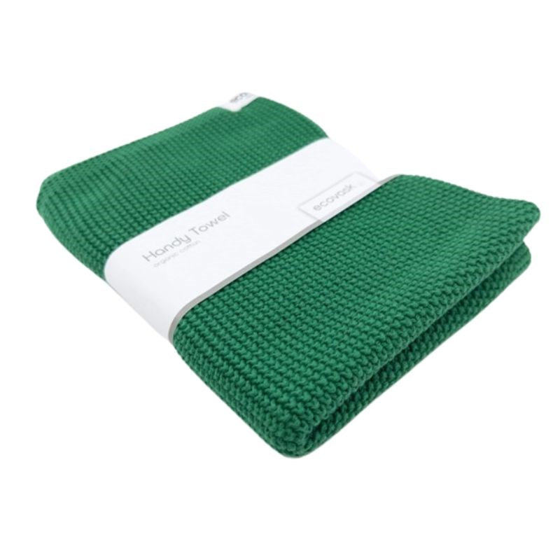Organic Knitted Handy Towel in emerald