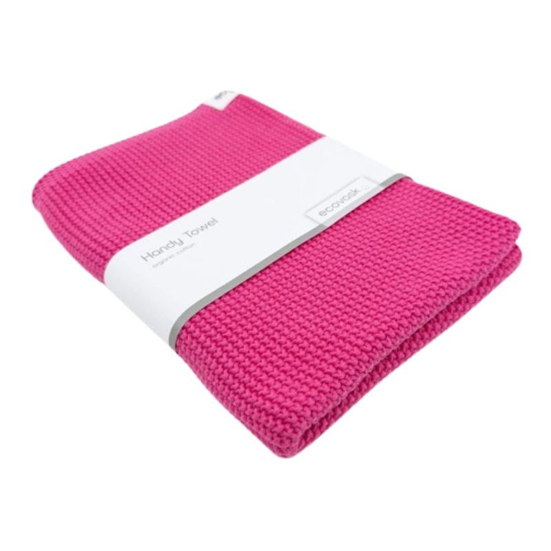 Organic Knitted Handy Towel in hot pink