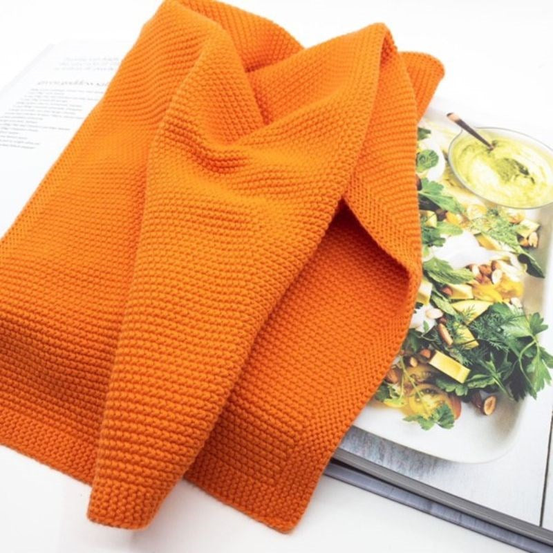 Organic Knitted Handy Towel in mandarin