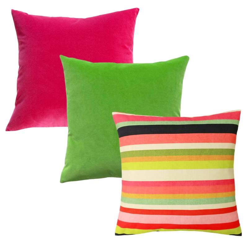 Modern Stripe in brights 3 Cushion Bundle