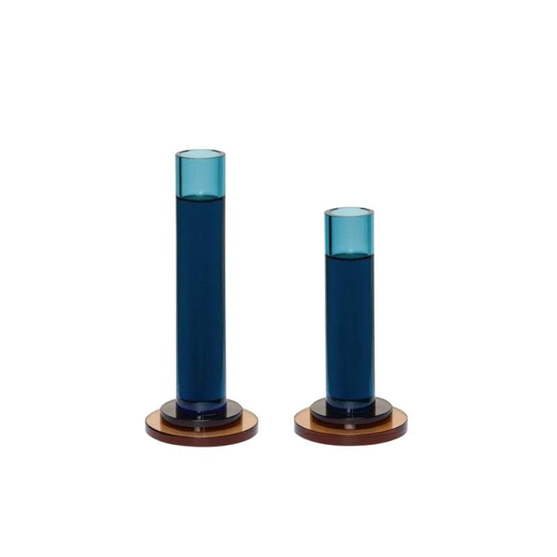 Comet Candlestick Holders in blue - set of 2