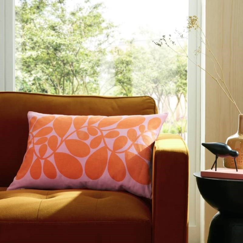 Sycamore Stripe Cushion Cover 60x40cm in tomato, pink