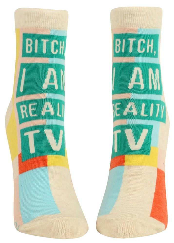 Ankle Socks - I am Reality TV - Bolt of Cloth - Blue Q