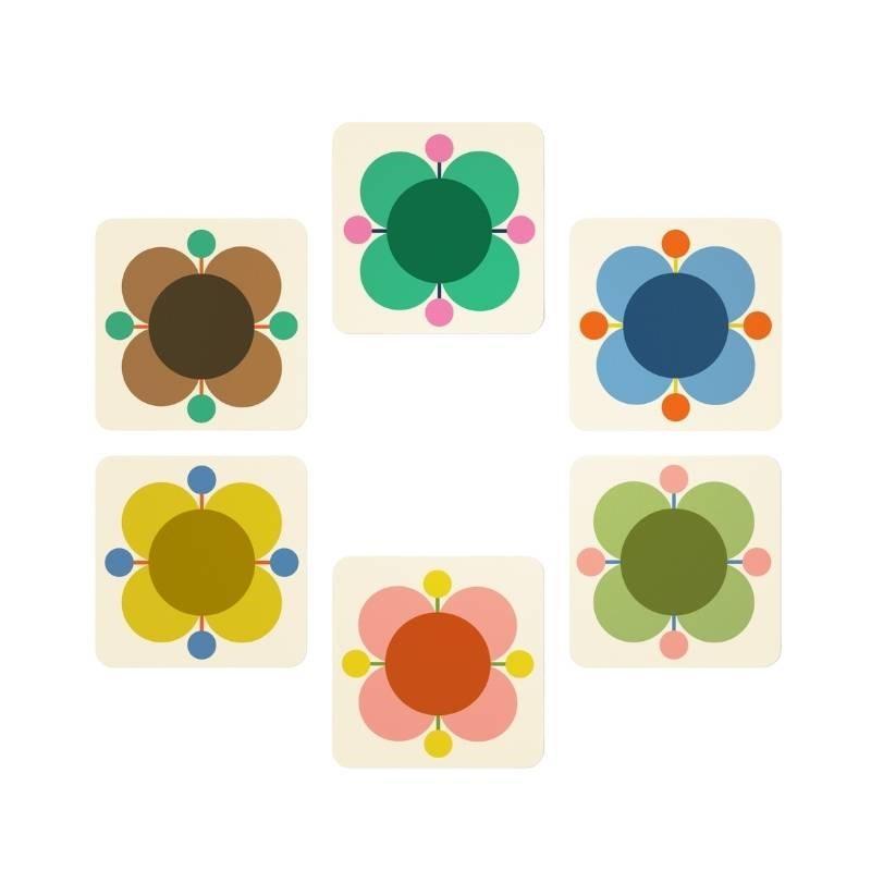 Atomic Flower Coasters - set of 6 - Bolt of Cloth - Orla Kiely