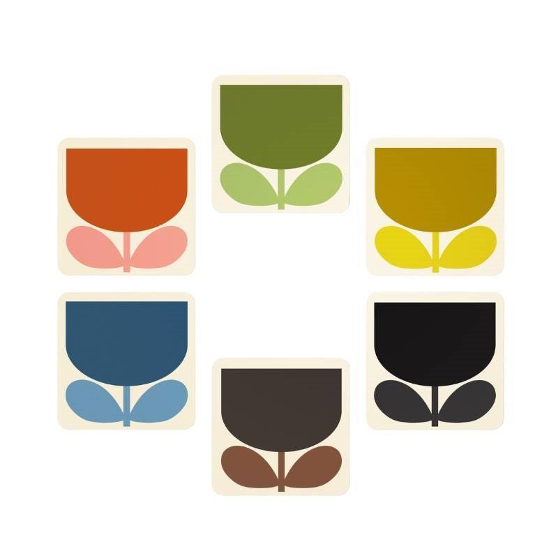 Block Flower Coasters - set of 6 - Bolt of Cloth - Orla Kiely
