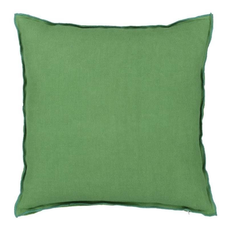 Brera Lino Cushion Cover 43cm in emerald, Capri - Bolt of Cloth - Designers Guild