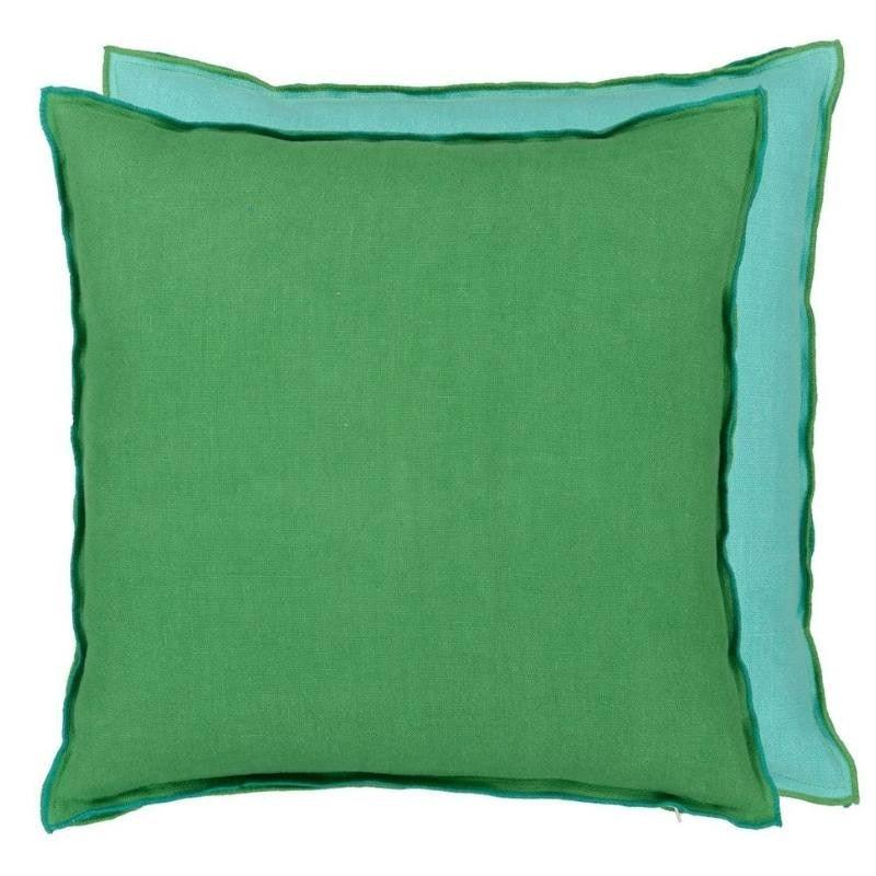 Brera Lino Cushion Cover 43cm in emerald, Capri - Bolt of Cloth - Designers Guild