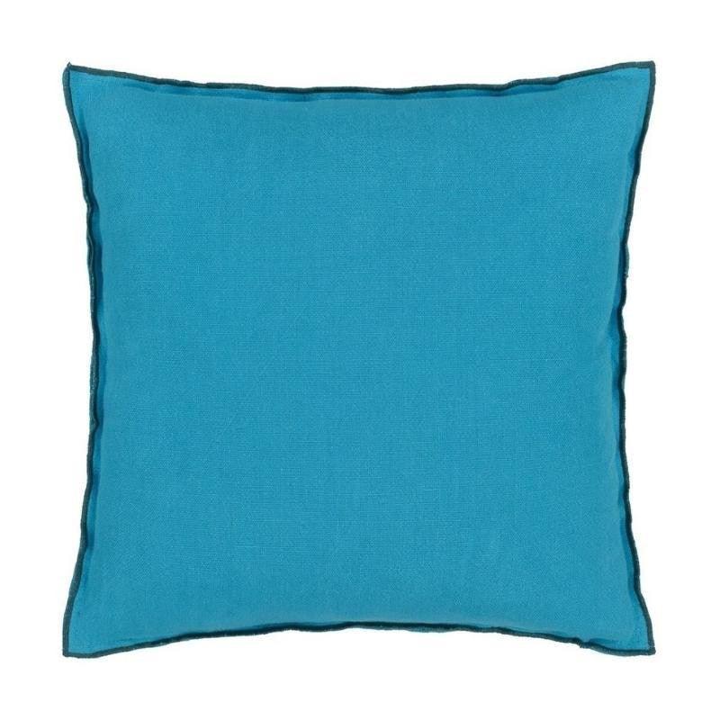 Brera Lino Cushion Cover 43cm in Indian ocean, teal - Bolt of Cloth - Designers Guild