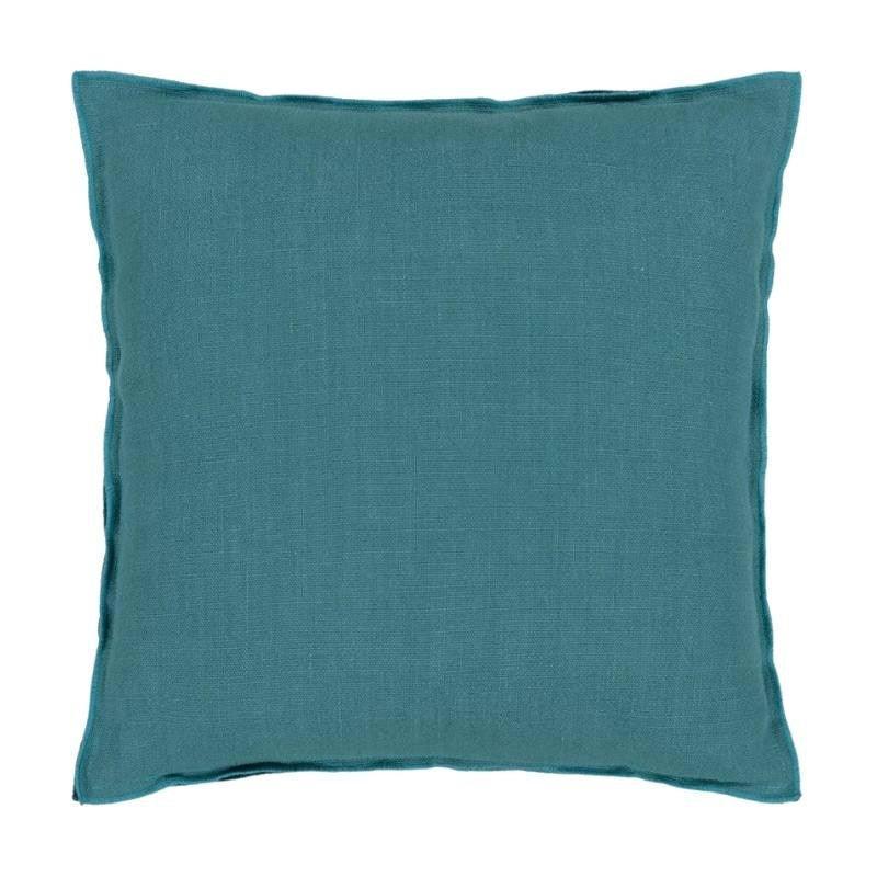 Brera Lino Cushion Cover 43cm in Indian ocean, teal - Bolt of Cloth - Designers Guild