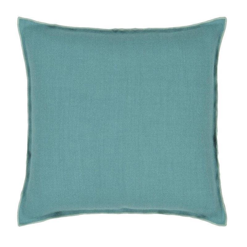 Brera Lino Ocean & Celadon Cushion Cover 45cm in blue - Bolt of Cloth - Designers Guild