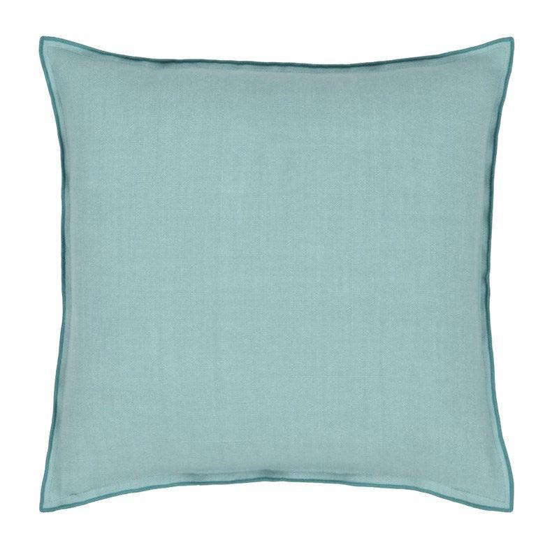 Brera Lino Ocean &amp; Celadon Cushion Cover 45cm in blue - Bolt of Cloth - Designers Guild