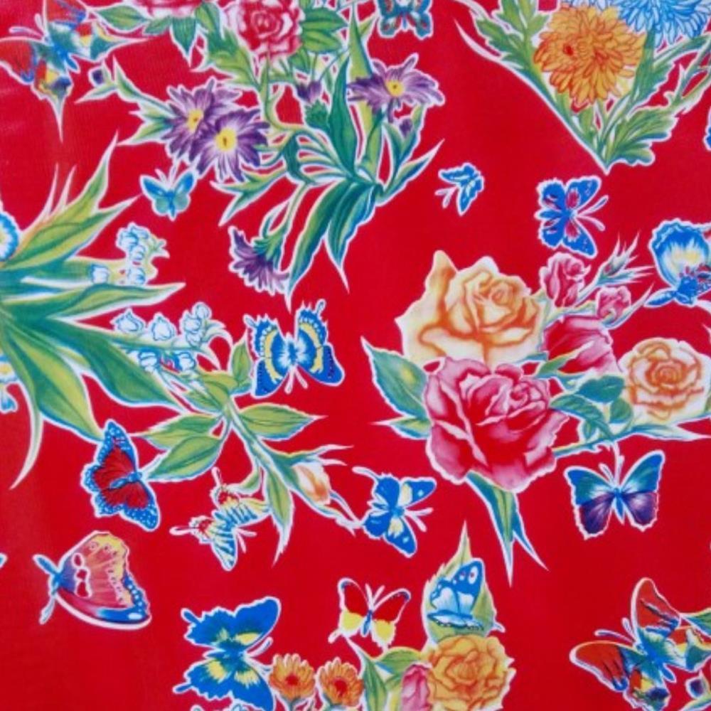 Butterfly Oilcloth in red - Bolt of Cloth - Bolt of Cloth