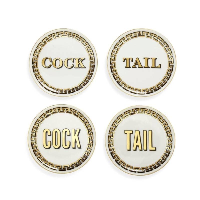 Cock/Tail Coasters Set of 4 - Bolt of Cloth - Jonathan Adler