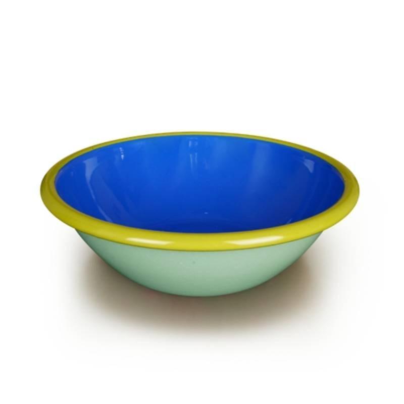 Colorama Enamel Bowl 16cm in mint, electric blue, chartreuse - Bolt of Cloth - BORNN