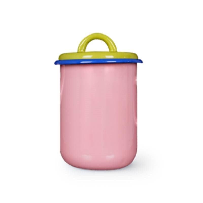 Colorama Enamel Jar in soft pink, chartreuse, electric blue - Bolt of Cloth - BORNN