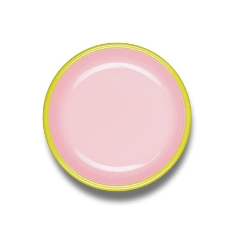 Colorama Enamel Plate 18cm in soft pink, chartreuse - Bolt of Cloth - BORNN