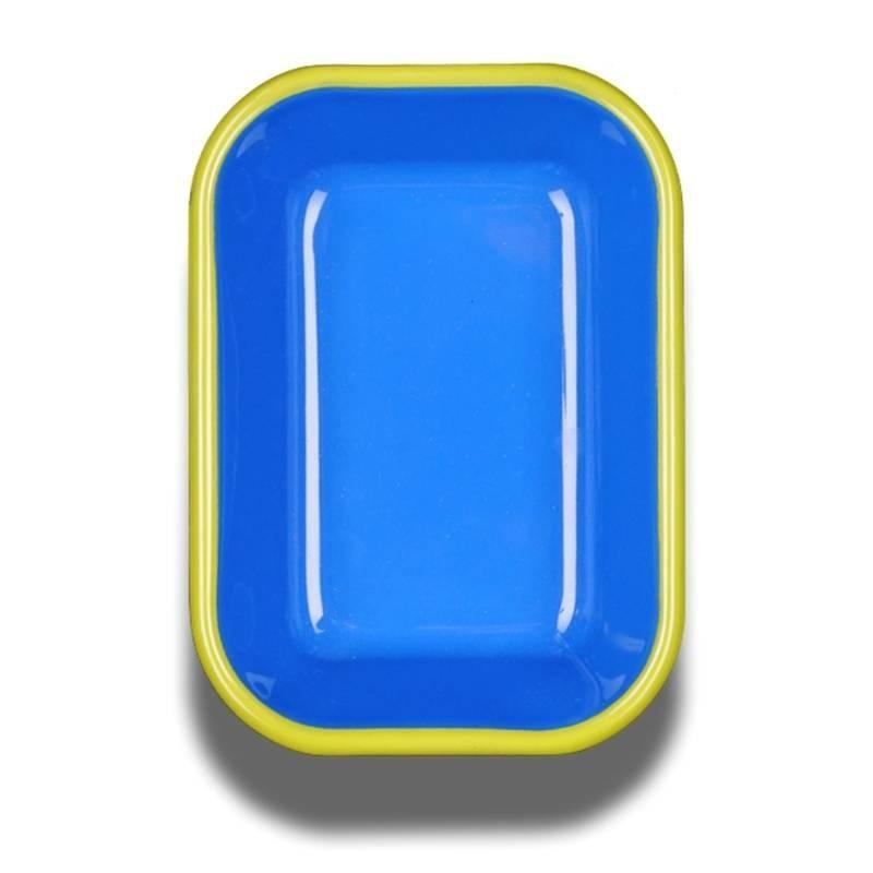 Colorama Large Enamel Baking Dish in electric blue, chartreuse - Bolt of Cloth - BORNN