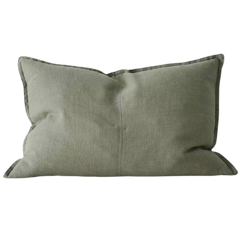 Como Linen Cushion Cover 60x40cm in olive - Bolt of Cloth - Weave