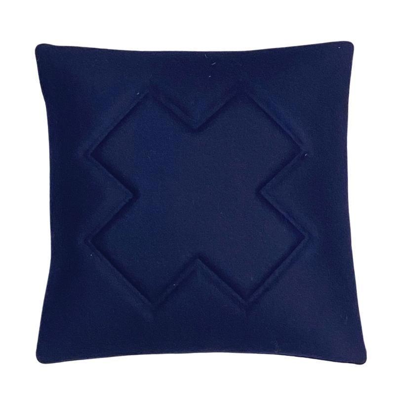 Cross Wool Cushion Cover 50cm in indigo - Bolt of Cloth - Bolt of Cloth