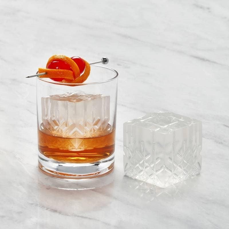Crystal Cocktail Ice Tray Etched - Bolt of Cloth - Peak