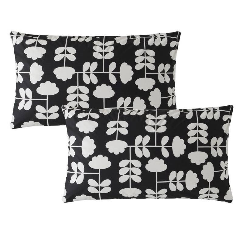 Cut Stem Pillowcase Pair 50x75cm in monochrome - Bolt of Cloth - Orla Kiely