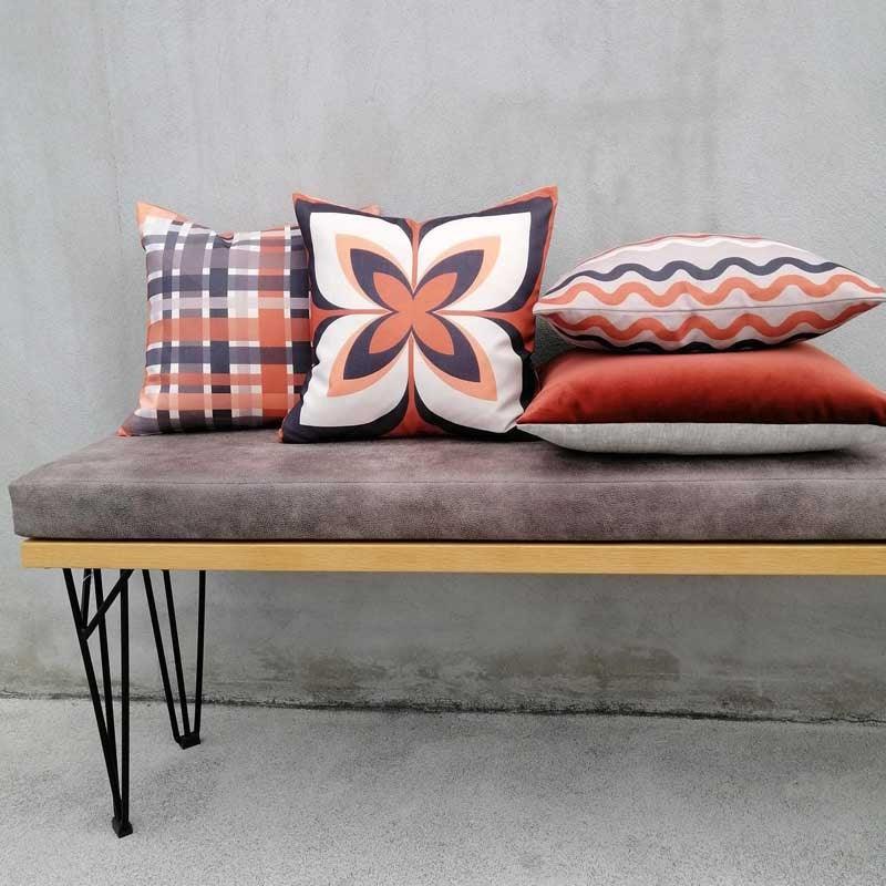 Ebb and Flow Cushion Cover 42cm in retro orange - Bolt of Cloth - Bolt of Cloth