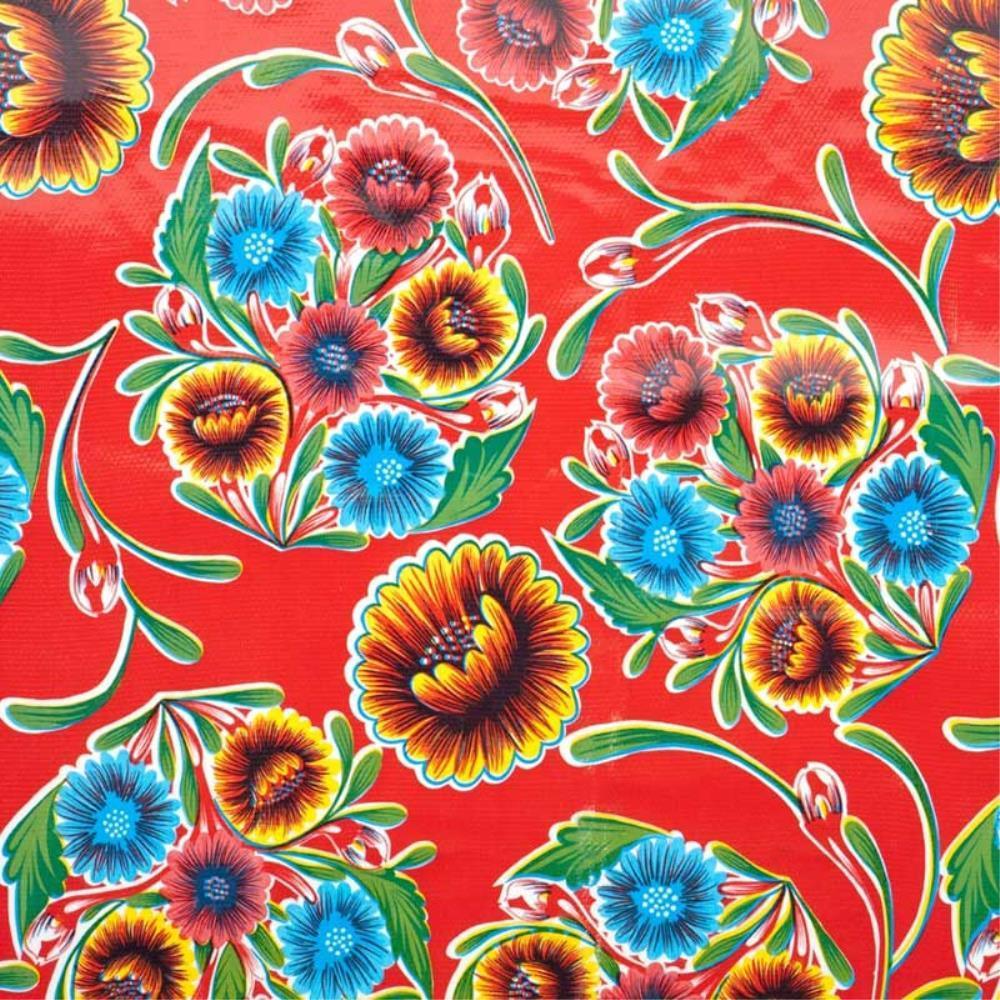 Florapola Oilcloth in red - Bolt of Cloth - Kitsch Kitchen