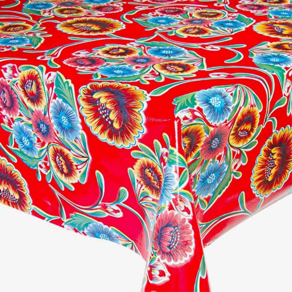 Florapola Oilcloth in red - Bolt of Cloth - Kitsch Kitchen