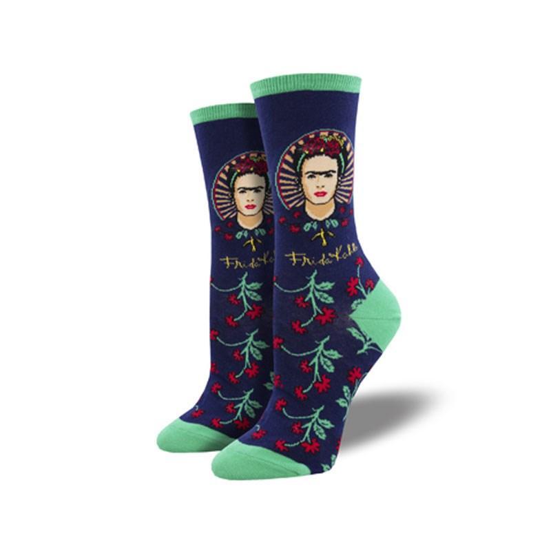 Frida Flowers Socks in navy - Bolt of Cloth - Socksmith