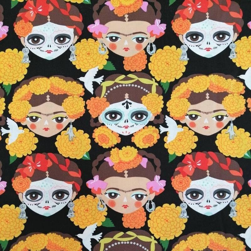Frida Recuerdame Fabric in black - Bolt of Cloth - Alexander Henry